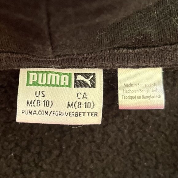 Puma Kids Zip Up Hoodie Sweatshirt Girls Medium 8-10 Black - Picture 6 of 8